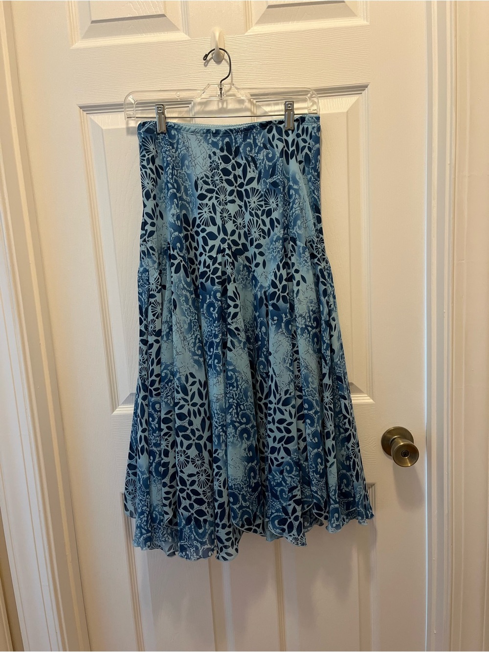Women's Blue Floral A-Line Midi Skirt by Newsworthy